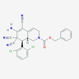 molecular formula C26H19Cl2N5O2 B459495 benzyl (8R,8aR)-6-amino-5,7,7-tricyano-8-(2,6-dichlorophenyl)-1,3,8,8a-tetrahydroisoquinoline-2-carboxylate CAS No. 413576-61-1