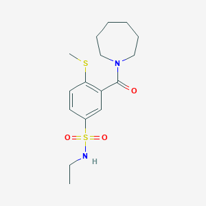 molecular formula C16H24N2O3S2 B4594957 3-(1-氮杂环戊烷基羰基)-N-乙基-4-(甲硫基)苯磺酰胺 