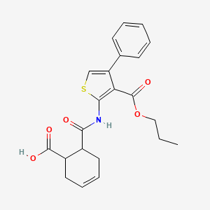 molecular formula C22H23NO5S B4594976 6-{[4-Phenyl-3-(propoxycarbonyl)thiophen-2-yl]carbamoyl}cyclohex-3-ene-1-carboxylic acid 