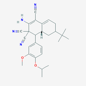 molecular formula C27H32N4O2 B459498 2-amino-6-tert-butyl-4-(4-isopropoxy-3-methoxyphenyl)-4a,5,6,7-tetrahydro-1,3,3(4H)-naphthalenetricarbonitrile 