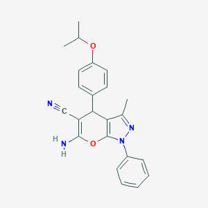 molecular formula C23H22N4O2 B459500 6-Amino-4-(4-isopropoxyphenyl)-3-methyl-1-phenyl-1,4-dihydropyrano[2,3-c]pyrazole-5-carbonitrile 