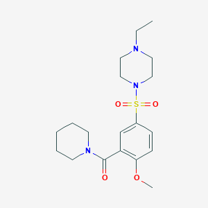 molecular formula C19H29N3O4S B4595029 {5-[(4-Ethylpiperazin-1-yl)sulfonyl]-2-methoxyphenyl}(piperidin-1-yl)methanone 