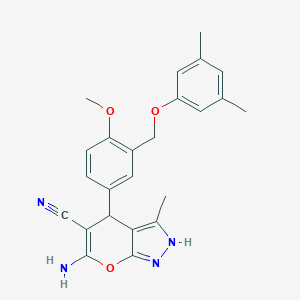 6-Amino-4-[3-[(3,5-dimethylphenoxy)methyl]-4-methoxyphenyl]-3-methyl-2,4-dihydropyrano[2,3-c]pyrazole-5-carbonitrile