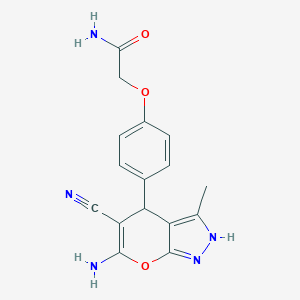 molecular formula C16H15N5O3 B459511 2-[4-(6-Amino-5-cyano-3-methyl-2,4-dihydropyrano[2,3-c]pyrazol-4-yl)phenoxy]acetamide CAS No. 330832-04-7