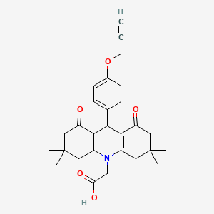 molecular formula C28H31NO5 B4595110 [3,3,6,6-四甲基-1,8-二氧代-9-[4-(2-炔-1-yloxy)苯基]-2,3,4,5,6,7,8,9-八氢-10(1H)-吖啶基]乙酸 