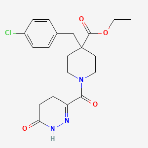 molecular formula C20H24ClN3O4 B4595148 ethyl 4-(4-chlorobenzyl)-1-[(6-oxo-1,4,5,6-tetrahydro-3-pyridazinyl)carbonyl]-4-piperidinecarboxylate 