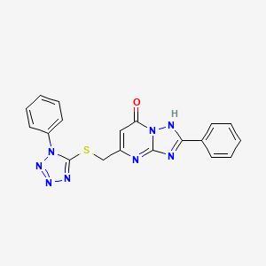 molecular formula C19H14N8OS B4595204 2-苯基-5-{[(1-苯基-1H-四唑-5-基)硫代]甲基}[1,2,4]三唑并[1,5-a]嘧啶-7(4H)-酮 