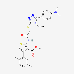 molecular formula C28H31N5O3S2 B4595209 methyl 2-{[({5-[4-(dimethylamino)phenyl]-4-ethyl-4H-1,2,4-triazol-3-yl}thio)acetyl]amino}-4-(2,5-dimethylphenyl)-3-thiophenecarboxylate 