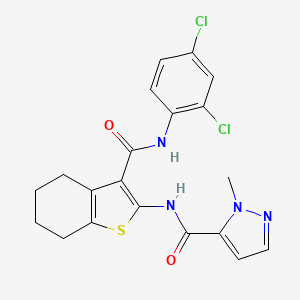 molecular formula C20H18Cl2N4O2S B4595223 N-(3-{[(2,4-dichlorophenyl)amino]carbonyl}-4,5,6,7-tetrahydro-1-benzothien-2-yl)-1-methyl-1H-pyrazole-5-carboxamide 