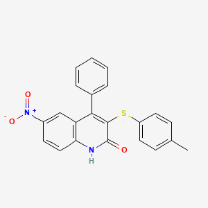 molecular formula C22H16N2O3S B4595272 3-[(4-甲基苯基)硫基]-6-硝基-4-苯基-2(1H)-喹啉酮 