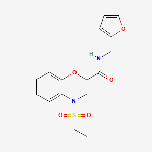 molecular formula C16H18N2O5S B4595294 4-(乙磺酰基)-N-(2-呋喃甲基)-3,4-二氢-2H-1,4-苯并恶嗪-2-甲酰胺 