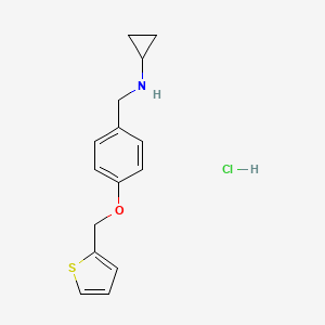 molecular formula C15H18ClNOS B4595300 N-[[4-(thiophen-2-ylmethoxy)phenyl]methyl]cyclopropanamine;hydrochloride 