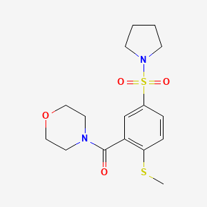 molecular formula C16H22N2O4S2 B4595359 4-[2-(甲硫基)-5-(1-吡咯烷基磺酰基)苯甲酰]吗啉 