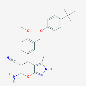 6-Amino-4-[3-[(4-tert-butylphenoxy)methyl]-4-methoxyphenyl]-3-methyl-2,4-dihydropyrano[2,3-c]pyrazole-5-carbonitrile