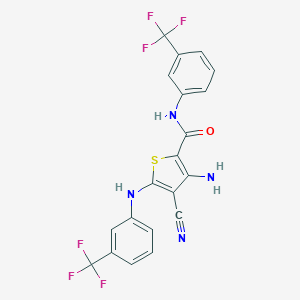 molecular formula C20H12F6N4OS B459538 3-amino-4-cyano-5-[3-(trifluoromethyl)anilino]-N-[3-(trifluoromethyl)phenyl]-2-thiophenecarboxamide 
