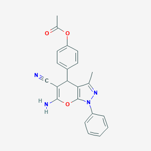 molecular formula C22H18N4O3 B459543 4-(6-Amino-5-cyano-3-methyl-1-phenyl-1,4-dihydropyrano[2,3-c]pyrazol-4-yl)phenyl acetate CAS No. 443886-93-9