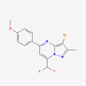 molecular formula C15H12BrF2N3O B4595443 3-溴-7-(二氟甲基)-5-(4-甲氧基苯基)-2-甲基吡唑并[1,5-a]嘧啶 