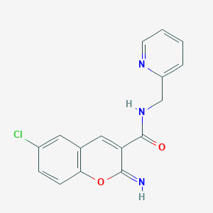 6-chloro-2-imino-N-(2-pyridinylmethyl)-2H-chromene-3-carboxamide