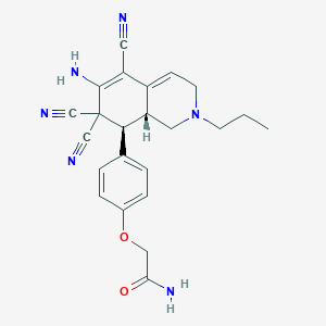molecular formula C23H24N6O2 B459545 2-[4-(6-Amino-5,7,7-tricyano-2-propyl-1,2,3,7,8,8a-hexahydroisoquinolin-8-yl)phenoxy]acetamide CAS No. 304013-39-6