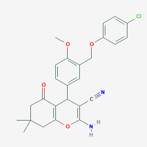 2-amino-4-{3-[(4-chlorophenoxy)methyl]-4-methoxyphenyl}-7,7-dimethyl-5-oxo-5,6,7,8-tetrahydro-4H-chromene-3-carbonitrile