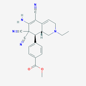 molecular formula C22H21N5O2 B459547 Methyl 4-(6-amino-5,7,7-tricyano-2-ethyl-1,2,3,7,8,8a-hexahydro-8-isoquinolinyl)benzoate 