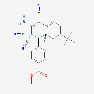molecular formula C25H26N4O2 B459552 Methyl 4-(3-amino-7-tert-butyl-2,2,4-tricyano-1,2,6,7,8,8a-hexahydro-1-naphthalenyl)benzoate CAS No. 494792-43-7