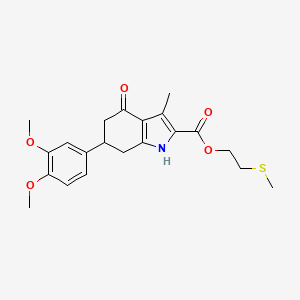 molecular formula C21H25NO5S B4595522 2-(methylsulfanyl)ethyl 6-(3,4-dimethoxyphenyl)-3-methyl-4-oxo-4,5,6,7-tetrahydro-1H-indole-2-carboxylate 