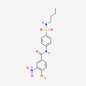 molecular formula C18H21N3O6S B4595525 N-{4-[(丁氨基)磺酰基]苯基}-4-甲氧基-3-硝基苯甲酰胺 