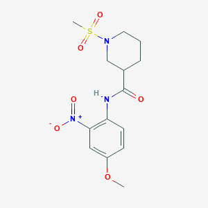 molecular formula C14H19N3O6S B4595532 N~3~-(4-METHOXY-2-NITROPHENYL)-1-(METHYLSULFONYL)-3-PIPERIDINECARBOXAMIDE 