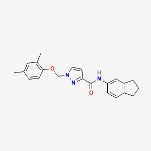 molecular formula C22H23N3O2 B4595569 N-(2,3-二氢-1H-茚-5-基)-1-[(2,4-二甲基苯氧基)甲基]-1H-吡唑-3-甲酰胺 