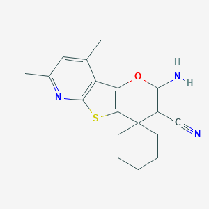 molecular formula C18H19N3OS B459560 2-amino-3-cyano-7,9-dimethyl-4H-pyrano[2',3':4,5]thieno[2,3-b]pyridine-4-spiro-4'-cyclohexane CAS No. 385392-87-0