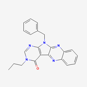 molecular formula C22H19N5O B4595611 11-苄基-3-丙基-3,11-二氢-4H-嘧啶并[5',4':4,5]吡咯并[2,3-b]喹喔啉-4-酮 