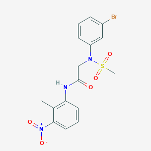 molecular formula C16H16BrN3O5S B4595616 N~2~-(3-bromophenyl)-N~1~-(2-methyl-3-nitrophenyl)-N~2~-(methylsulfonyl)glycinamide 