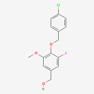 molecular formula C15H14ClIO3 B4595618 {4-[(4-氯苯甲基)氧基]-3-碘-5-甲氧基苯基}甲醇 