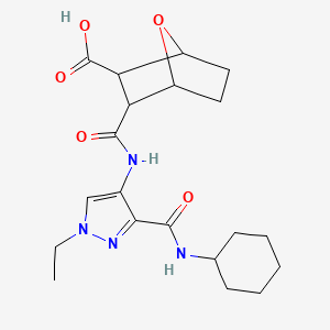 molecular formula C20H28N4O5 B4595659 3-{[3-(cyclohexylcarbamoyl)-1-ethyl-1H-pyrazol-4-yl]carbamoyl}-7-oxabicyclo[2.2.1]heptane-2-carboxylic acid 