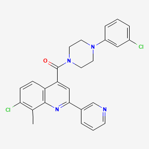 molecular formula C26H22Cl2N4O B4595693 7-chloro-4-{[4-(3-chlorophenyl)-1-piperazinyl]carbonyl}-8-methyl-2-(3-pyridinyl)quinoline 