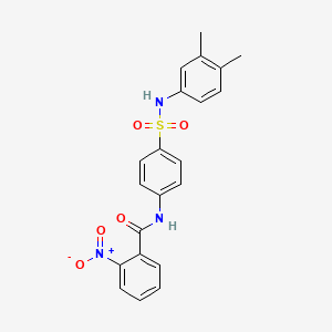 molecular formula C21H19N3O5S B4595714 N-(4-{[(3,4-dimethylphenyl)amino]sulfonyl}phenyl)-2-nitrobenzamide 