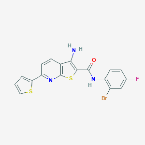 molecular formula C18H11BrFN3OS2 B459573 3-amino-N-(2-bromo-4-fluorophenyl)-6-thiophen-2-ylthieno[2,3-b]pyridine-2-carboxamide CAS No. 496774-22-2