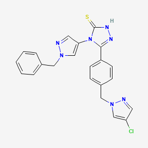 molecular formula C22H18ClN7S B4595743 4-(1-苄基-1H-吡唑-4-基)-5-{4-[(4-氯-1H-吡唑-1-基)甲基]苯基}-4H-1,2,4-三唑-3-硫醇 