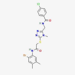 molecular formula C21H21BrClN5O2S B4595782 N-{[5-({2-[(2-bromo-4,5-dimethylphenyl)amino]-2-oxoethyl}sulfanyl)-4-methyl-4H-1,2,4-triazol-3-yl]methyl}-4-chlorobenzamide 