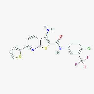 molecular formula C19H11ClF3N3OS2 B459581 3-amino-N-[4-chloro-3-(trifluoromethyl)phenyl]-6-(2-thienyl)thieno[2,3-b]pyridine-2-carboxamide CAS No. 445266-96-6