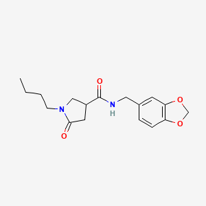 molecular formula C17H22N2O4 B4595817 N-(1,3-benzodioxol-5-ylmethyl)-1-butyl-5-oxopyrrolidine-3-carboxamide 