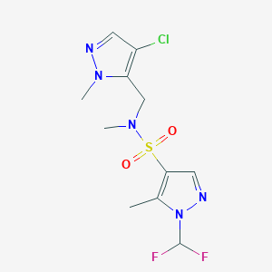 molecular formula C11H14ClF2N5O2S B4595879 N-[(4-氯-1-甲基-1H-吡唑-5-基)甲基]-1-(二氟甲基)-N,5-二甲基-1H-吡唑-4-磺酰胺 