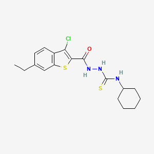 molecular formula C18H22ClN3OS2 B4595887 2-[(3-氯-6-乙基-1-苯并噻吩-2-基)羰基]-N-环己基肼基碳硫酰胺 