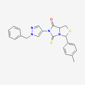 molecular formula C22H20N4OS2 B4595895 6-(1-benzyl-1H-pyrazol-4-yl)-3-(4-methylphenyl)-5-thioxotetrahydro-7H-imidazo[1,5-c][1,3]thiazol-7-one 