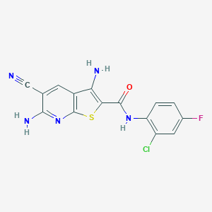 molecular formula C15H9ClFN5OS B459591 3,6-diamino-N-(2-chloro-4-fluorophenyl)-5-cyanothieno[2,3-b]pyridine-2-carboxamide CAS No. 625369-90-6