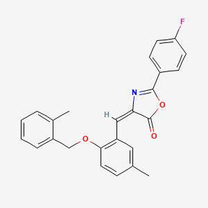 molecular formula C25H20FNO3 B4595914 2-(4-fluorophenyl)-4-{5-methyl-2-[(2-methylbenzyl)oxy]benzylidene}-1,3-oxazol-5(4H)-one 