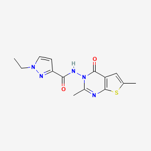 molecular formula C14H15N5O2S B4595922 N-(2,6-dimethyl-4-oxothieno[2,3-d]pyrimidin-3(4H)-yl)-1-ethyl-1H-pyrazole-3-carboxamide 