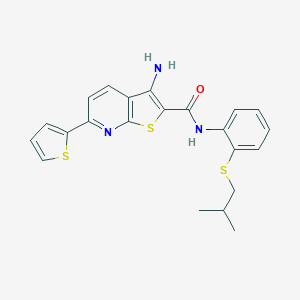 molecular formula C22H21N3OS3 B459593 3-amino-N-[2-(isobutylsulfanyl)phenyl]-6-(2-thienyl)thieno[2,3-b]pyridine-2-carboxamide CAS No. 445267-07-2