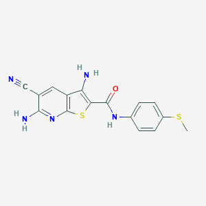 molecular formula C16H13N5OS2 B459594 3,6-diamino-5-cyano-N-[4-(methylsulfanyl)phenyl]thieno[2,3-b]pyridine-2-carboxamide 